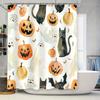 Занавеска для душа на тему Хэллоуина с принтом кошки, тыквы и летучей мыши для украшения на Хэллоуин в аксессуарах для ванной комнаты от Home Garden on