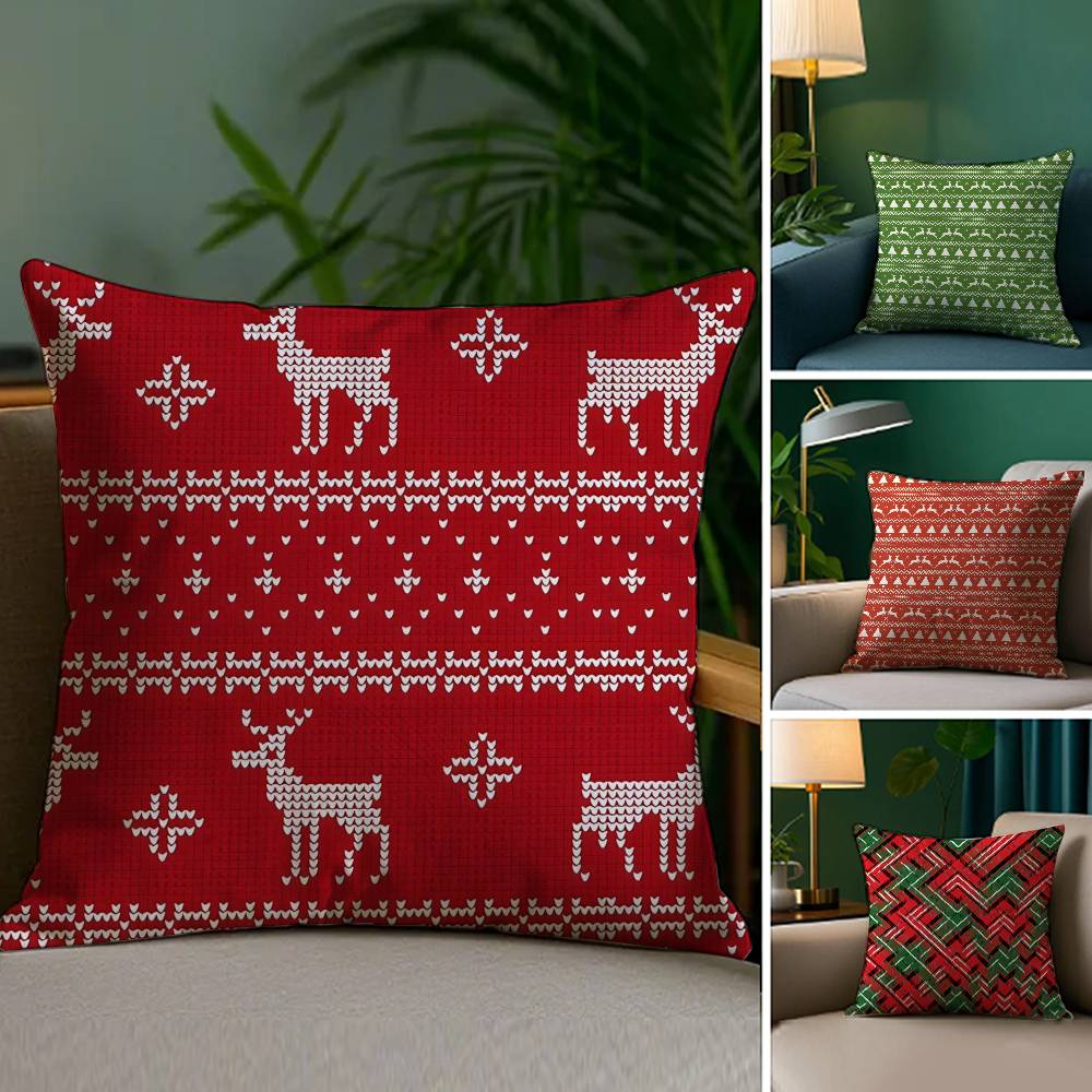 Рождественская наволочка с оленями, декоративные наволочки для дивана и гостиной, пыле- и клещестойкие, невидимая молния