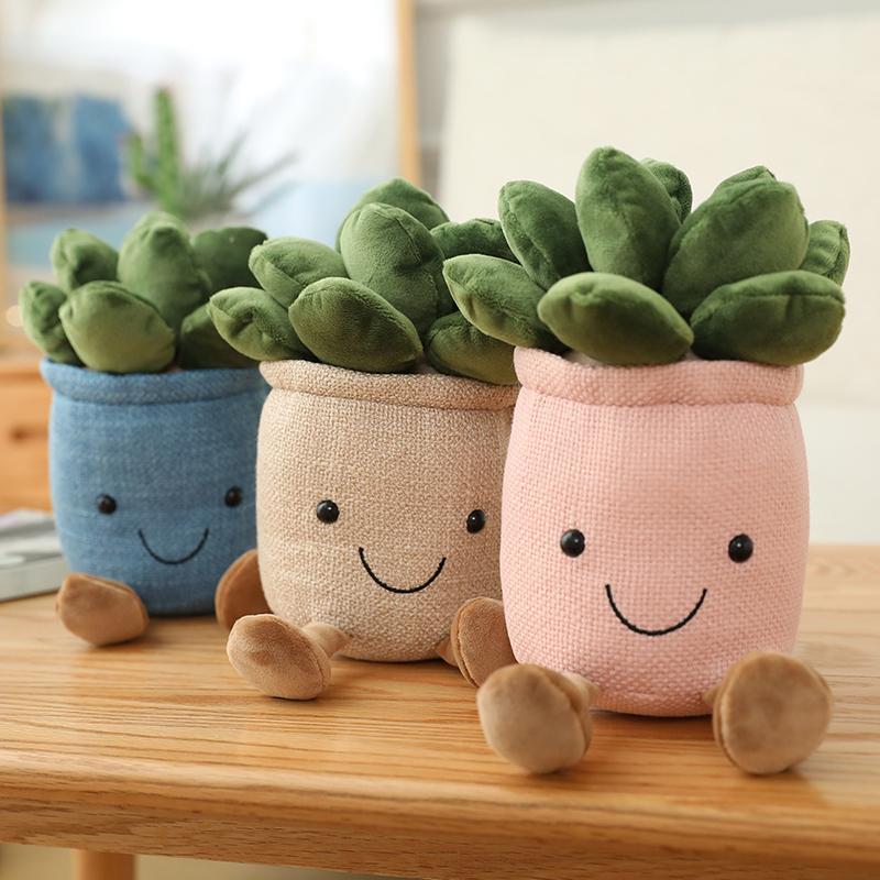 Lifelike Tulip Succulent Plants Plush Stuffed Toys Vrious Potted Flower Cactus Bookshelf Home Living Room Decor For Girl Gift