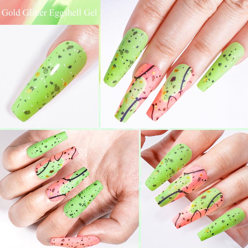 Mtssii 6 мл золотой блестящий гель-лак для ногтей с эффектом перепелиного яйца, прозрачный верхний слой, полуперманентный замачиваемый УФ-гель