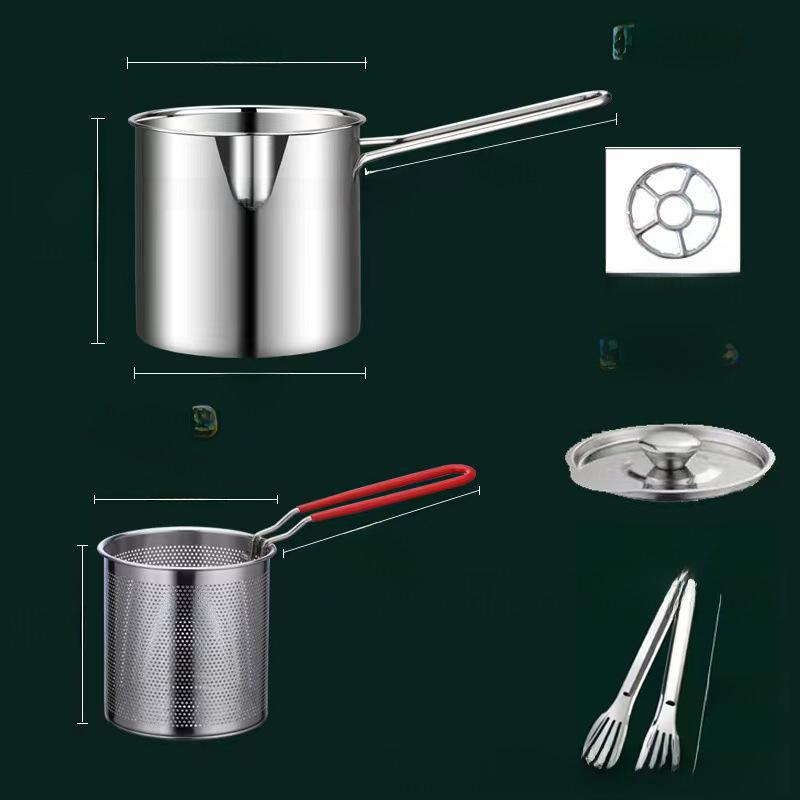 304 Stainless Steel Small Frying Pan with Filter for Induction Cooker - Mini, Fuel-Saving, Multifunctional