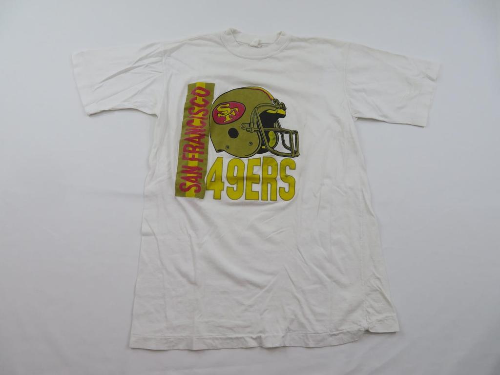 80s San Francisco 49ers Helmet Spellout White T-shirt Sz M