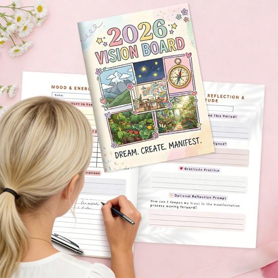 2026 Доска Визуализации Планировщик Целей Журнал 120 Страниц Организатор Списка Желаний для Планирования Будущего и Отслеживания Мечт Практичный Подарок для Самосовершенствования