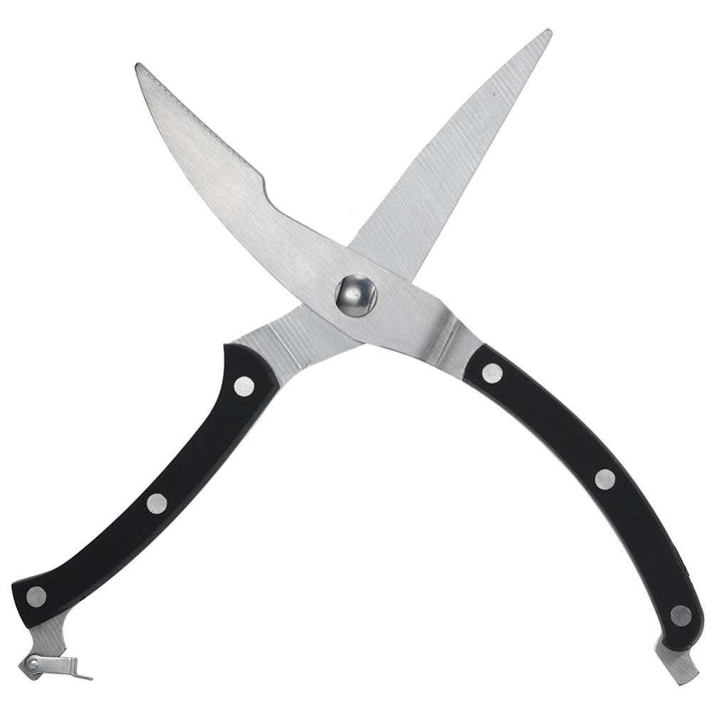 Silver Black Poultry Shears Non-Slip Handle Kitchen Shears Food Shears Poultry Fish Chicken Meat