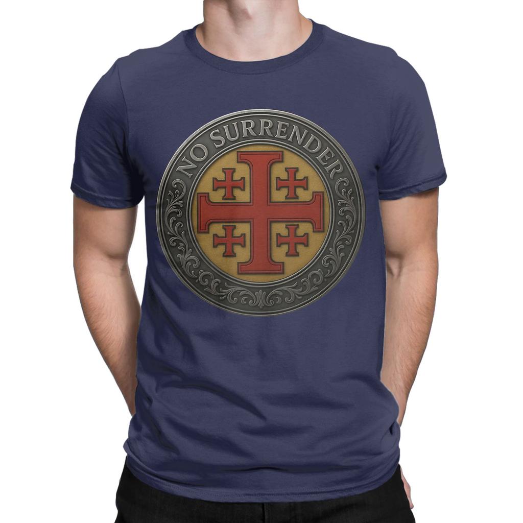 Ullzang Jerusalem Cross No Surrender Tshirts Unisex Round Neck Short Sleeve Top Tee 100%Cotton Summer Tops Shirts
