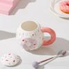 Милый пончик с крышкой, ложкой, керамическая чашка, высокая стоимость, большая емкость, кружка, хозяйственный набор, открывающийся сувенир, подарок
