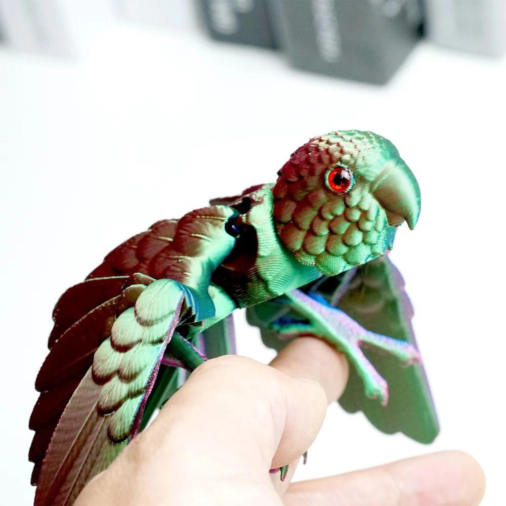 3D Printed Parrot Model Flexible Animal Statue Bird With Wings Moveable Joints Home Decoration Autism Adhd Fun Toys Holiday Gift