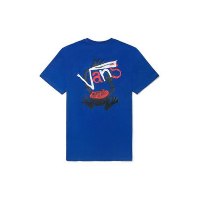 Vans X Fivemonker Collaboration Trendy Cartoon Frog Graphic Round Neck Short Sleeve T Shirt Unisex T Shirt Blue VN0A5F49PW8