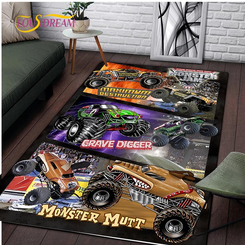 Ковер Monster Jam Truck для гостиной, спальни, коврик для кухни, детской, нескользящий коврик для пола, ковер-подарок на день рождения, реквизит для фотосъемки