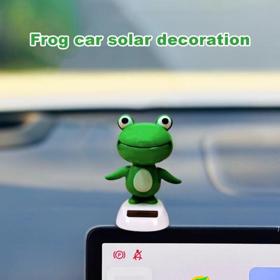 Solar Powered Shaking Head Ornament Dashboard Decoration Cartoon Animal Frog Window Car Dashboard Decor