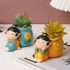 Милый цветочный горшок для девочек, сочный горшок для цветов, домашний декор, украшение для дома, изысканные украшения из смолы, горшок для растений бонсай