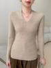 Women's Slim Fit V-Neck Cashmere Sweater - Autumn/Winter 2025 Versatile Lightweight Knit Cardigan