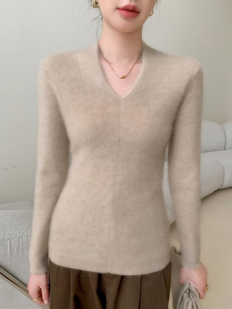 Women's Slim Fit V-Neck Cashmere Sweater - Autumn/Winter 2025 Versatile Lightweight Knit Cardigan
