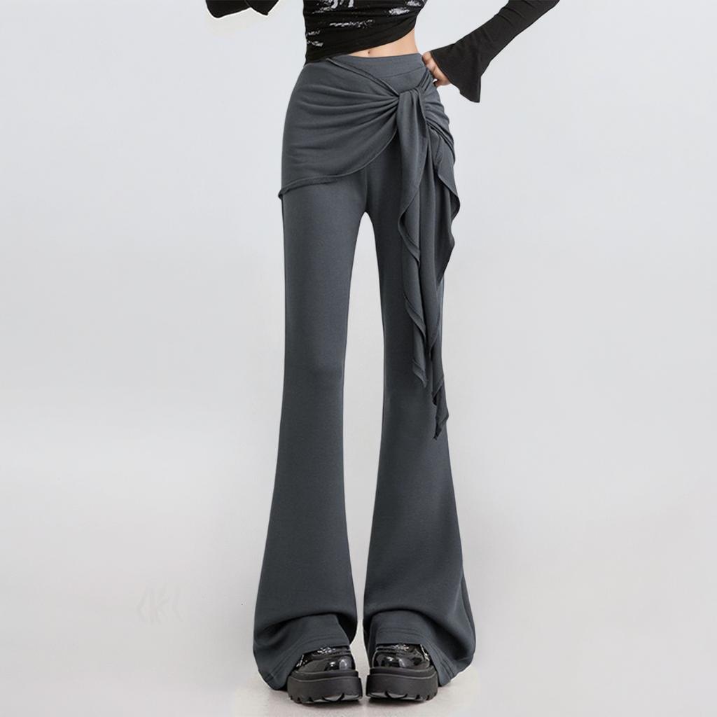 Women's Sexy Solid Colour Micro False Two Piece Lace Up Designer Casual Pants