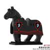 1pcs Medieval Horses Grey Bodies Blue Saddle Blankets White Horse Emblems Yellow Trims Building Block
