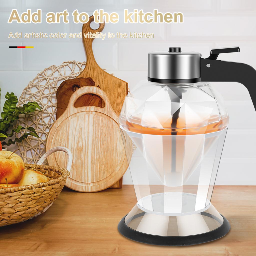 Glass/ABS Dispenser Pot Honey/Syrup Dispenser with Handle Honey Jar Syrup Dispenser For Cake Dessert Oil Dispenser Bottle