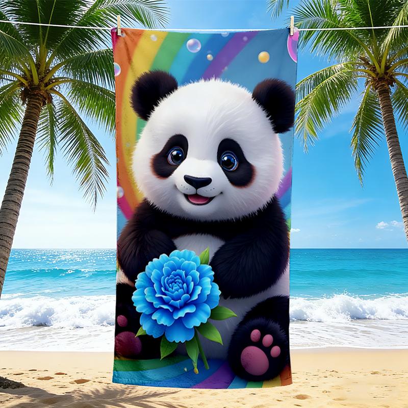 1Pc Panda Blue Flower Beach Towel Quick Dry Multiuse For Beach Pool Gym Yoga Home Travel Christmas Halloween Xmas Gift G1114