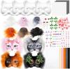 31 Pcs Therian Mask Kit Blank Cat Mask White Therian Masks Half Face Hand-painted DIY Masks for Masquerade Cosplay Party Gifts
