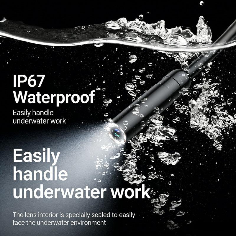 Промышленный эндоскоп 4,3-дюймовый IPS-экран IP67 Водонепроницаемый HD1080P 8-мм объектив Камера для инспекции труб и канализации Бороскоп Для авто
