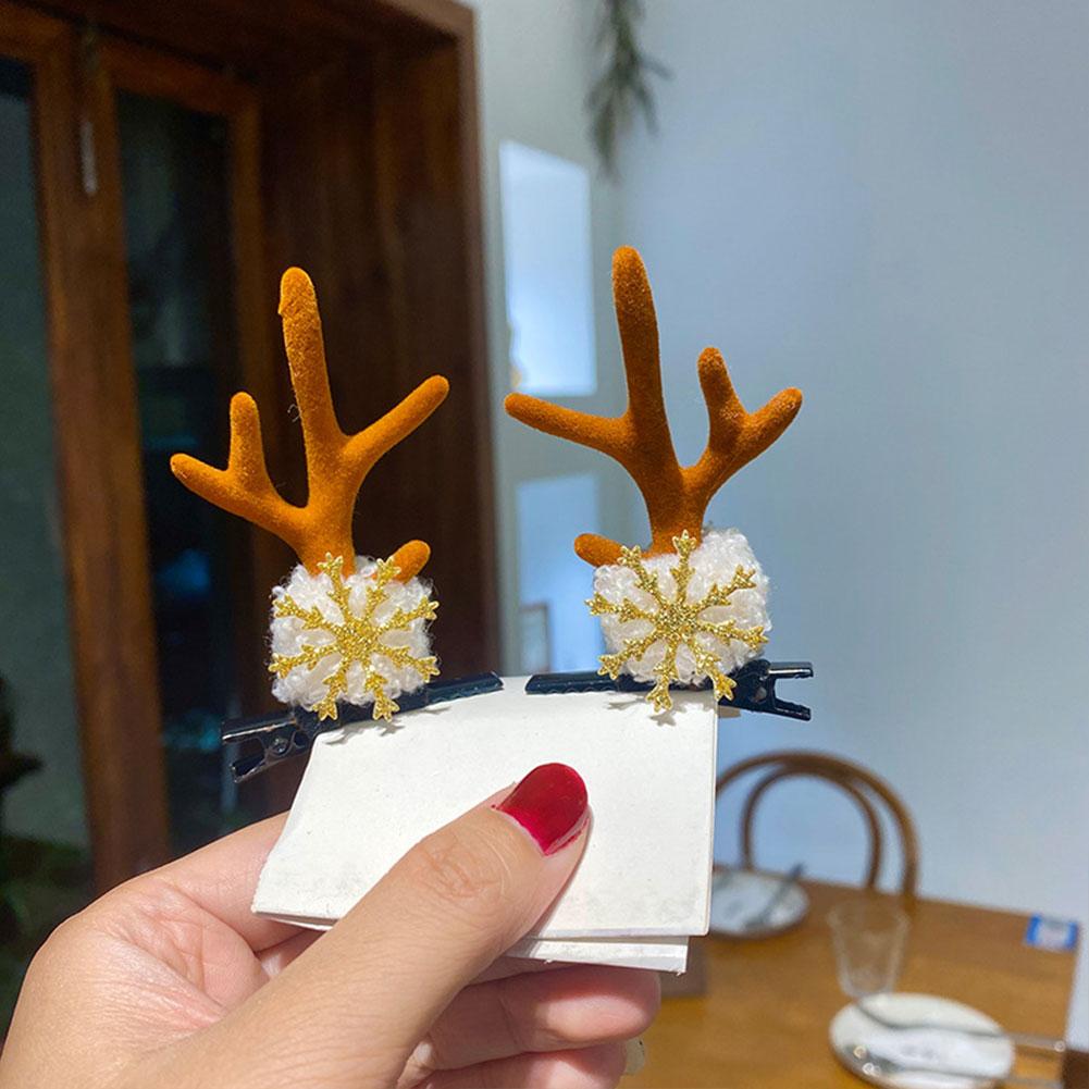 Christmas Antler Hair Clip Plush Hair Accessory Headwear Cute Barrettes Christmas Decoration Festival Gift For Women Girl