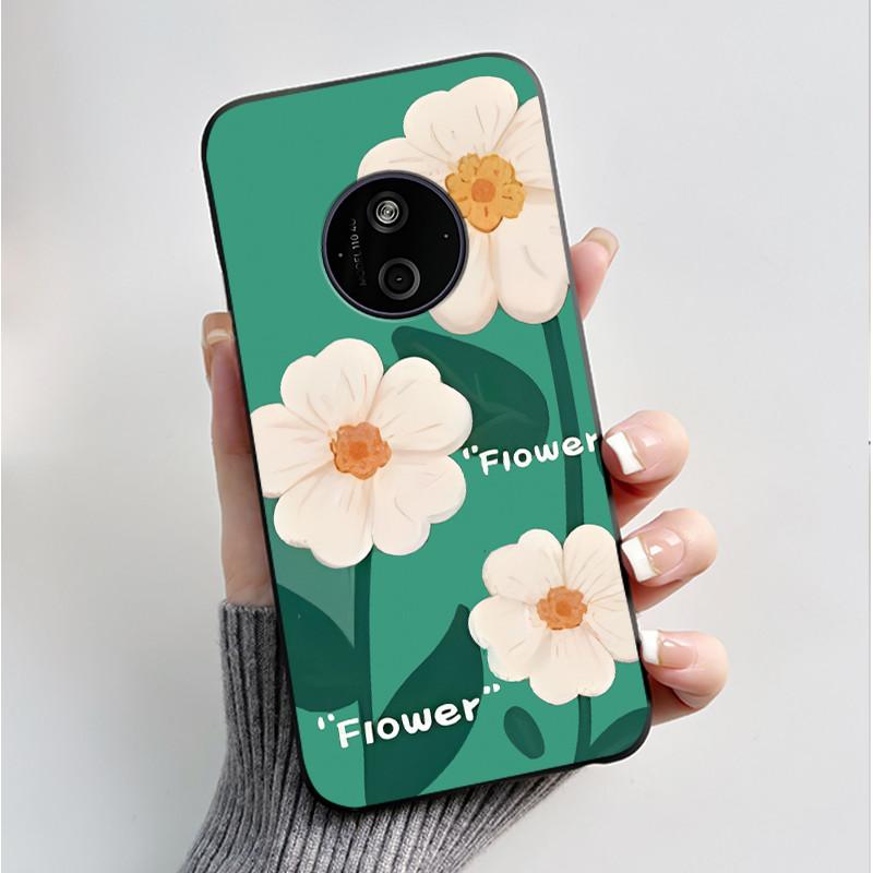 Пеналы с принтом для Nokia 110 4G 2024/HMD 110 4G/Nokia 125 4G 2024 Мягкий силиконовый черный чехол Милый цветочный мультяшный корпус