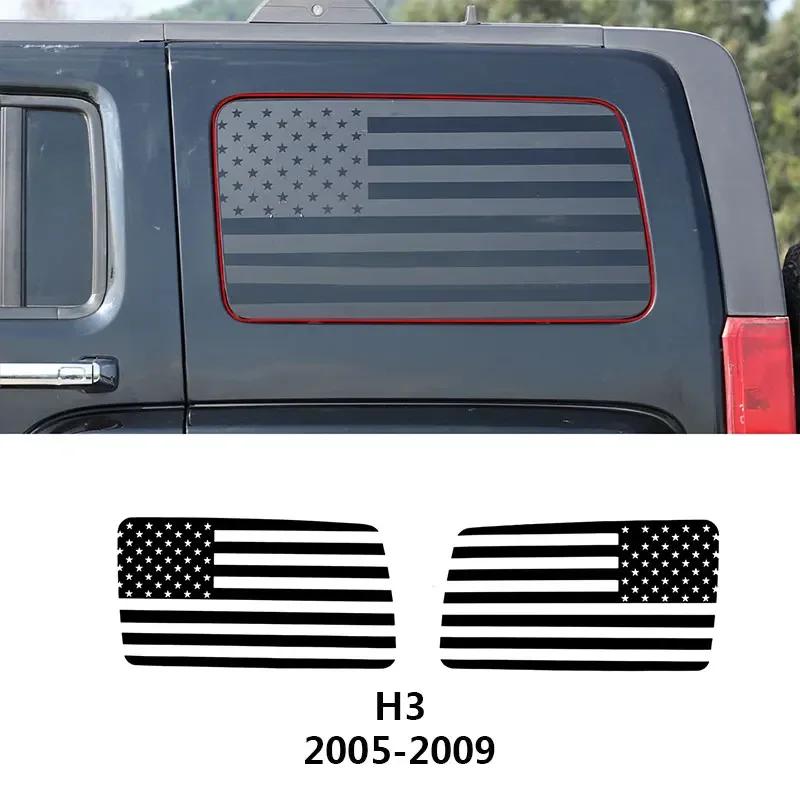 Для Hummer H2 2003-2009 H3 2005-2009 Автомобильный стайлинг ПВХ Черный/Красный Заднее стекло автомобиля Наклейка-графика на лобовое стекло Автоаксессуары