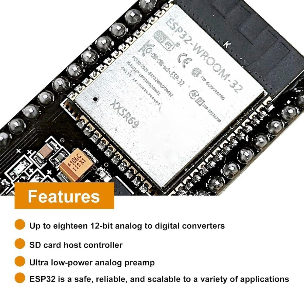 Плата разработки ESP-WROOM-32 ESP32 ESP-32S 2,4 ГГц Двухъядерный Микроконтроллер Процессор Интегрированный 30-контактный/38-контактный