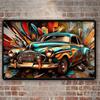 2d Flat 30*20cm, Boho Style Retro Car Wooden Wall Art, Multipurpose Sign Decorative Hanging Plaque for Home, Living Room, Kitchen, Garden, Bedroom