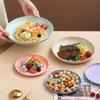 Wheat Straw Round Vegetable Plate Household Large Vegetable Plate Set Drop-Resistant Snack Plastic Plate Fruit Plate