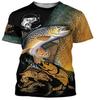 Men's and Women's Round Neck Short Sleeved T-shirts, Outdoor Casual T-shirts, 3D Fishing Prints, Summer Quick Drying Breathable T-shirts