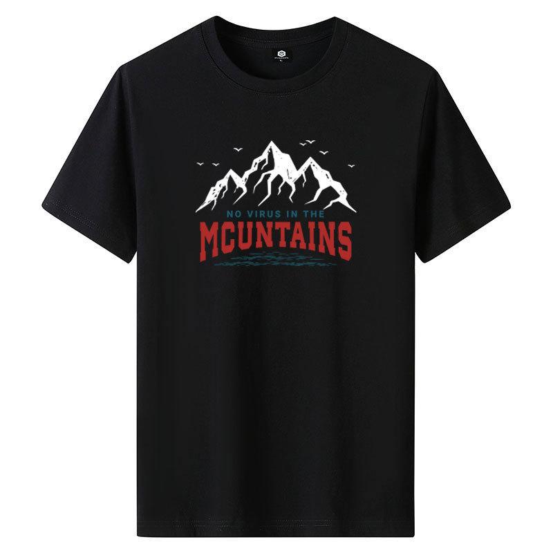 Mountain M-6XL Pure Cotton Mens Short-sleeved T-shirt Round Neck Boy Casual Tee Shirt