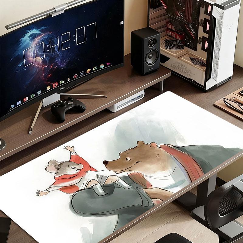 Ernest & Celestine Cartoon Mouse Pad, Large Gaming Desk Mat, Non-slip XXL Mousepad for Laptop & Tablet, Mini PC Playmat with Stitched Edges