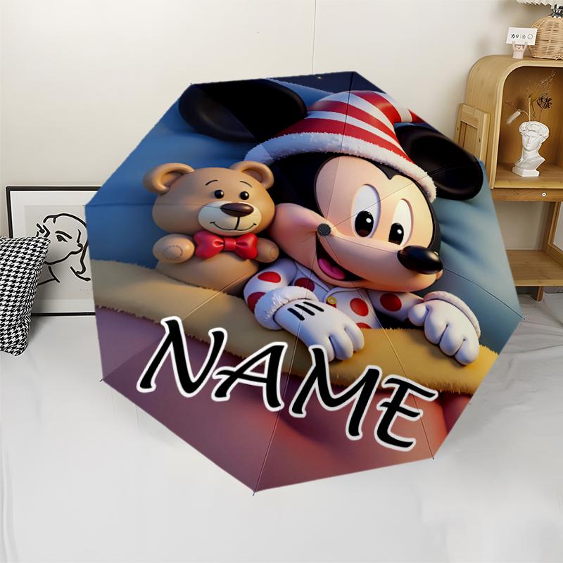 Personalized Name M-Mickey Print Umbrella - Automatic Open/Close, Eight-Rib Durable Frame, Automatic Folding Umbrella