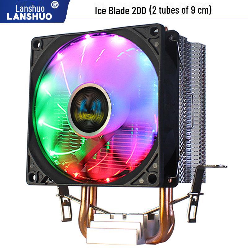 Радиатор для ЦП 12-го поколения с двумя медными трубками, бесшумный вентилятор со светодиодной подсветкой для настольных ПК, совместимый с сокетами 1150/1366/1700.