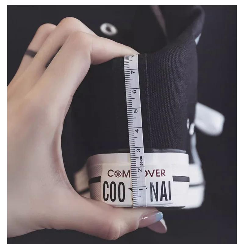 Новые туфли на каблуках 8 см, повседневные холщовые кроссовки, дизайнерские женские туфли на платформе и танкетке со скрытым каблуком, увеличивающие рост, белые и черные