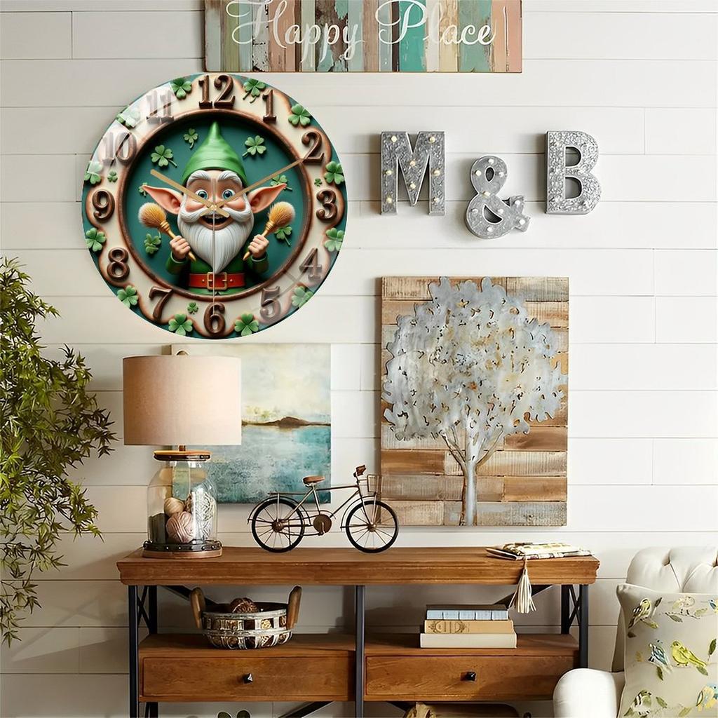 30cm Diameter Glass Wall Clock with Distinctive Blue Steel Hands for a Pop of Color