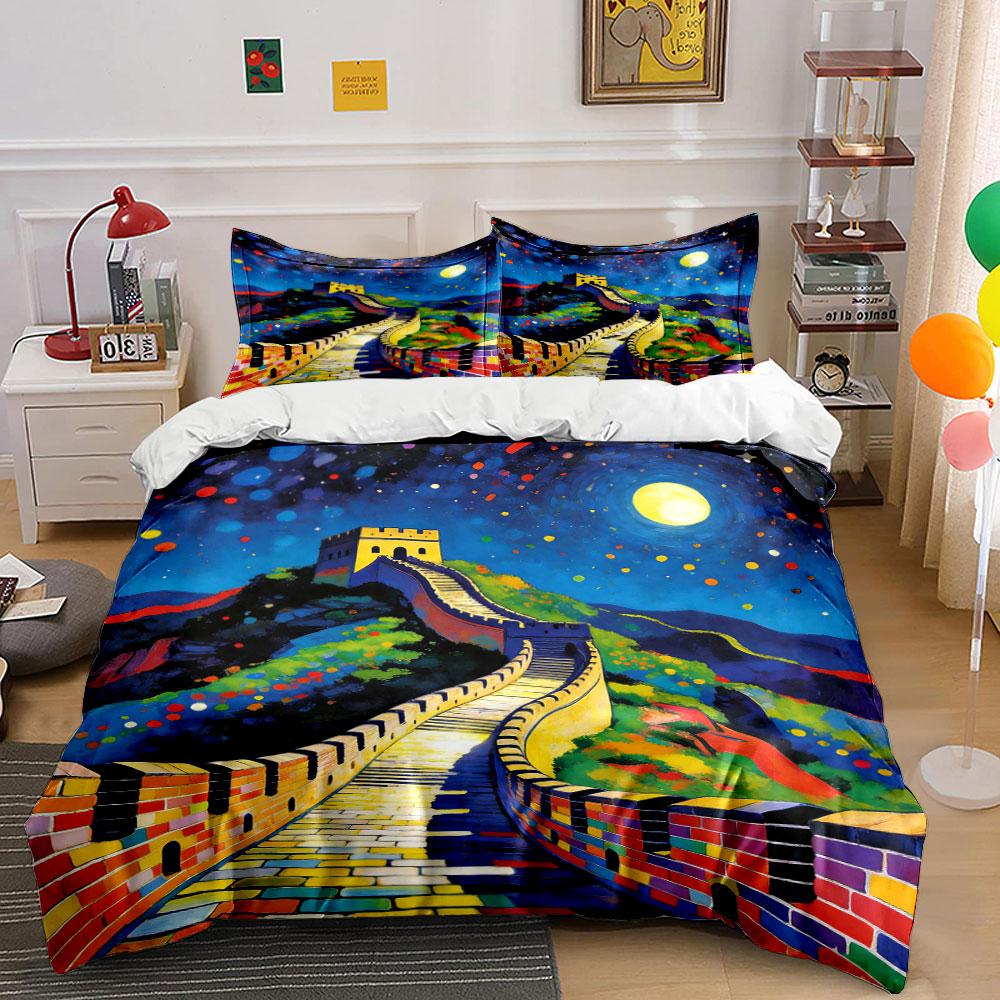 Great Wall under moon. Bedding sets Duvet cover sets Duvet covers Pillowcases(1 * Duvet Cover 2 * Pillowcases without duvet insert)