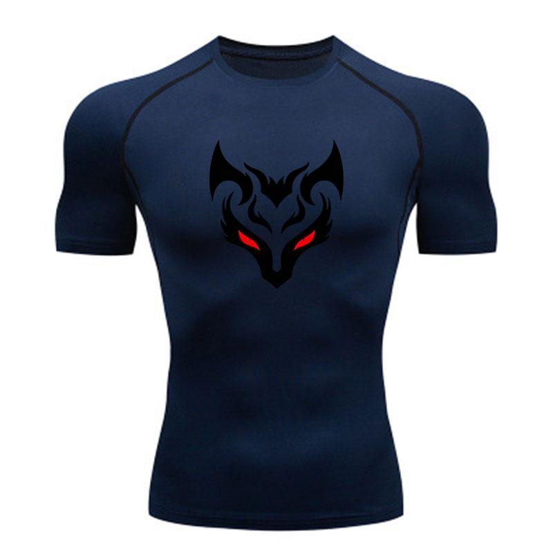 Men's Compression Fitness Sport T-Shirt, Cool Demon Mask Red