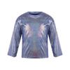 Unisex Kids Metallic Bronzing Cloth Tshirt Long Sleeve Loose Fit Round Neck Top for Parties Performances