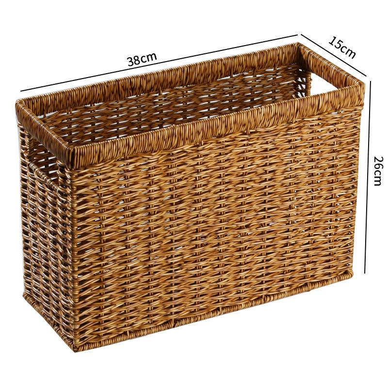 Корзины для хранения из лозы, прямоугольные плетеные полки-корзины, ящики для хранения из ротанга, дизайнерская корзина для белья, корзина для журналов, узкая, стильная