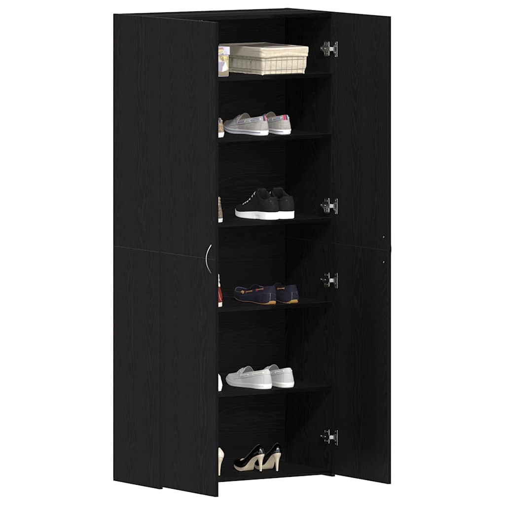 Shoe Cabinet with Shelf Black 80 x 35.5 x 180 cm Engineered Wood