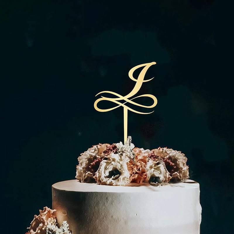 Топпер для торта с первой буквой K, монограмма, акриловый топпер для кексов, забавные аксессуары для торта для украшения свадебной годовщины, дня рождения, вечеринки, зеркальное золото