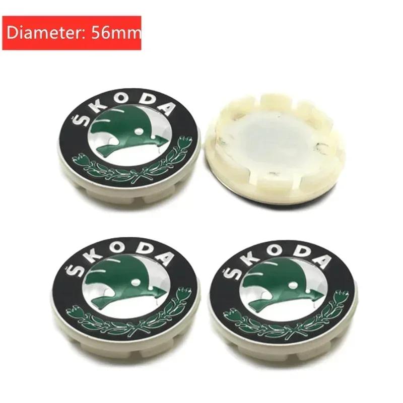 CXUX8 4PCS Car Wheel Center Hub Caps Tire Decoration For Skoda Logo Rapid Kodiaq Fabia Karoq Laura Superb VRS Yeti Octavia Scala