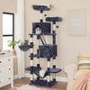 FEANDREA Cat Tree, 206 cm Large Cat Tower with 13 Scratching Posts, 1 Scratching Ramp, 2 Perches, 2 Caves, Basket, Hammock, Pompoms