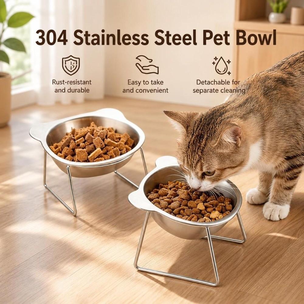 15° Tilted Elevated Pet Bowl 5.9" Wide Bowl Cat Food Bowl Durable Raised Cat Bowl Indoor Feeding