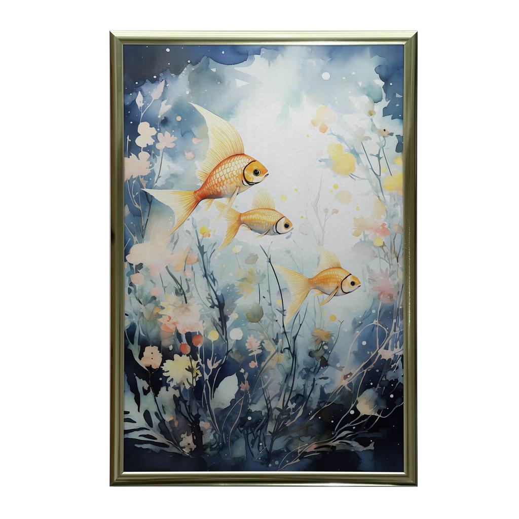 Świat Podwodnej Delikatności Świat Podwodnej Delikatności, 50X70 Cm, Rama Aluminiowa Złota, Papier Matowy 230 Gsm