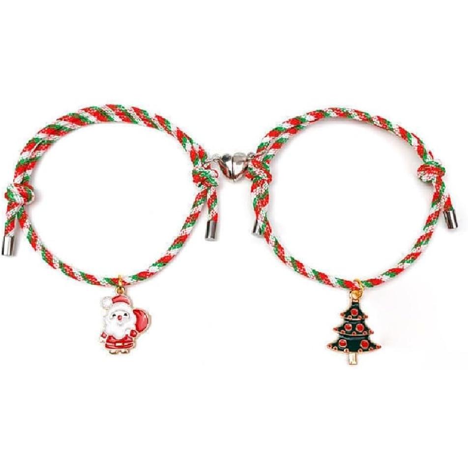 2pcs Cute Cartoon Matching Christmas Bracelets Set Adjustable Colorful Matching Couple Gifts Bracelets Jewelry