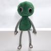JC Space Plush Toys, Smiling Green Alien Figurine with Silver UFO, Soft Stuffed Alien Series Doll, Cute Sci-Fi Fan Gift