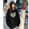 Women Thick Velvet Round Neck Hoodie for Autumn Winter New Ladies Loose Long Sleeved Oversize Shoulder Down Sweatshirt Top