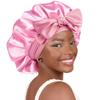 Double-Layer Satin Bow Tie Sleep Cap for Women - Reversible Bandana Style Bonnet for Hair Care